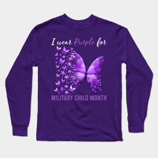 Purple Up For Military Kids Military Child Month, In April We Wear Purple Long Sleeve T-Shirt